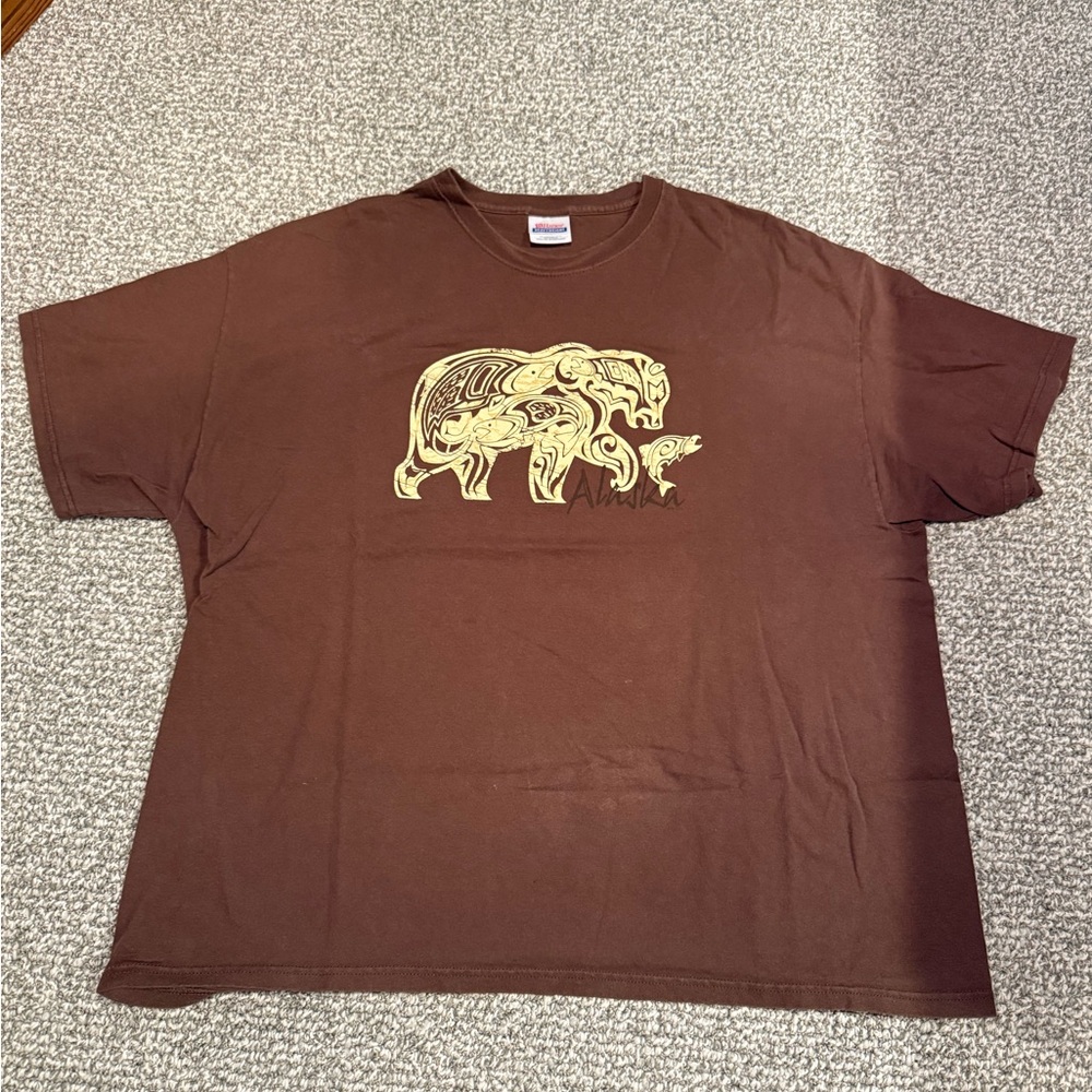 Vintage Brown Alaska Bear and Fish Shirt
